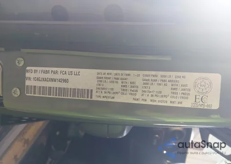 2022 Jeep Wrangler Sport S z USA, uszkodzony, nr VIN 1C4GJXAGXNW142960